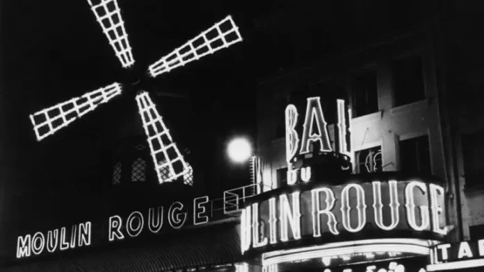 The legendary neon lights of the Parisian Moulin Rouge
