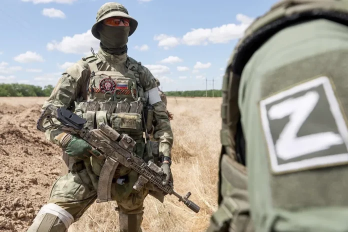 A soldier of the Odessa brigade in a combat position