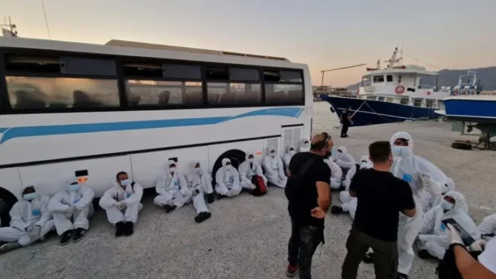 Greek coast guards prepare for a migrant rescue operation off the island of Kos, off Turkey.