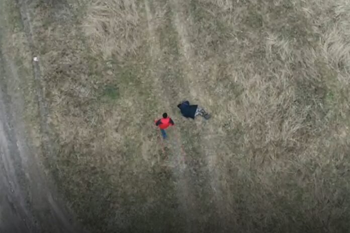 The Ministry of Emergency Situations showed images of the rescue of a man from a KXan 36 Daily News quadcopter

