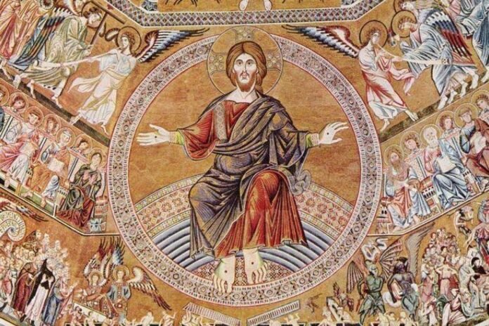 Христос Пантократор и Страшный суд. Италия, 1300 г. Мозаика в Баптистерии Сан Джованни во Флоренции.